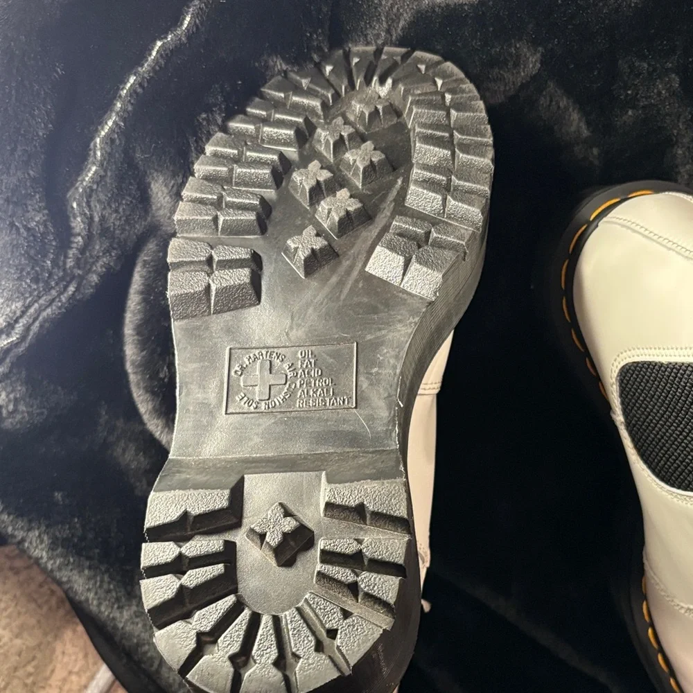 Dr. Martens White Chelsea Boots with Black Soles